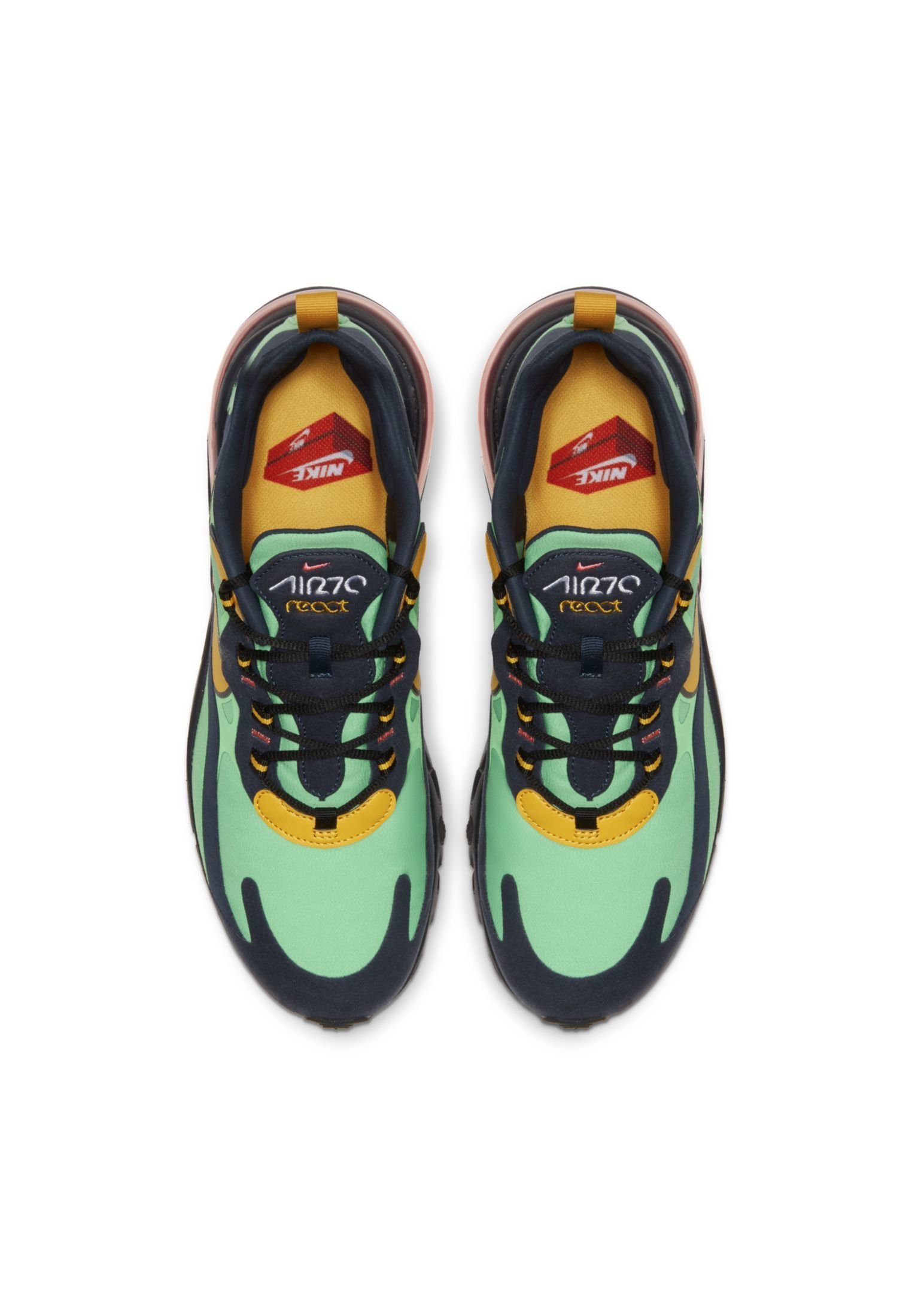 Nike Sportswear AIR MAX 270 REACT - Baskets basses - electro  green/obsidian/black/yellow ochre/menthe - ZALANDO.FR