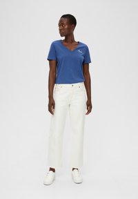 s.Oliver MIT STICK-DETAIL - T-Shirt print - dunkelblau