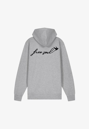 FREE SOUL BACK EMBROIDERY - Sweat zippé - grey