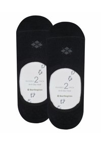 Calze invisibili nere in confezione da due, con design antiscivolo sul tallone e branding Burlington, caratterizzate da una texture morbida e una finitura liscia.