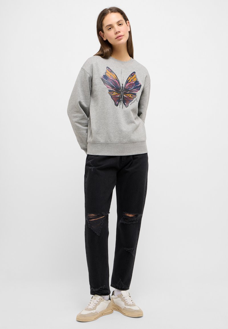 mustang Sweater grijs gemêleerd