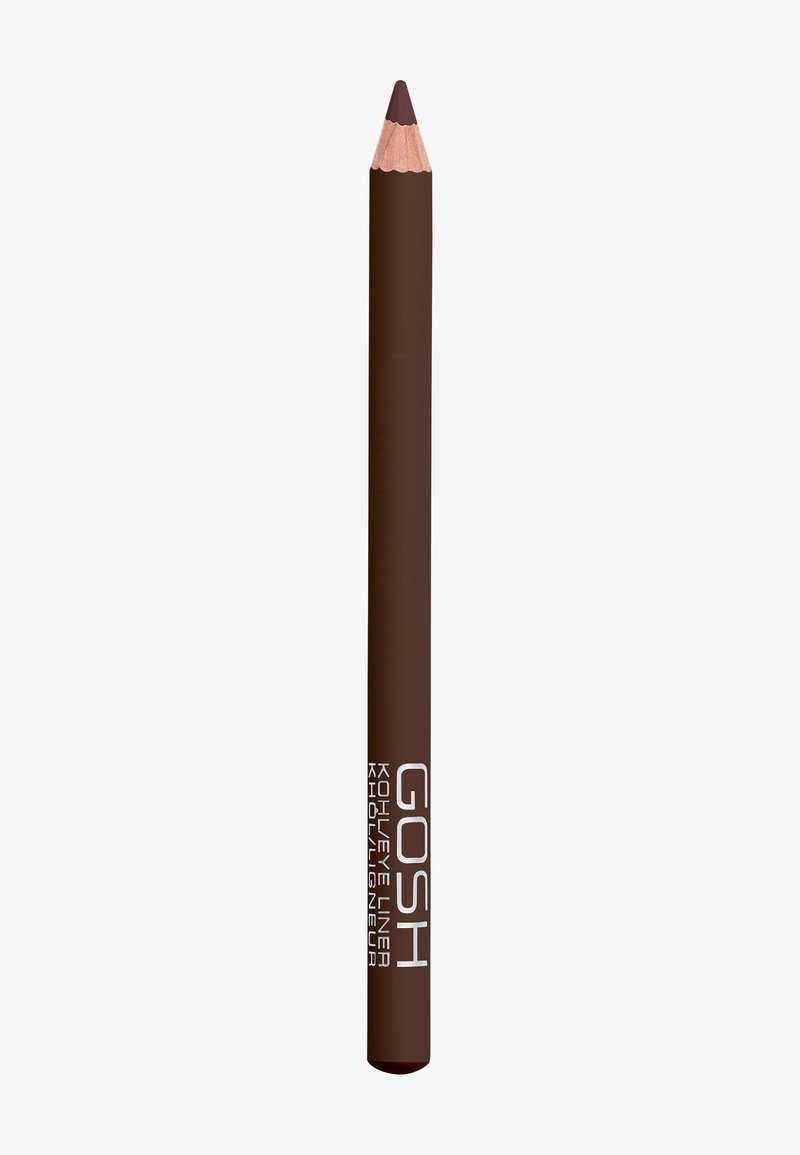 Brauner Kajalstift mit spitzem Ende und matter Oberfläche. Auf der Seite steht in weißer Schrift "GOSH" und darunter in kleinerer Schrift "Kohl Eyeliner".