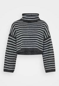 ONLTALIO STRIPE SHORT ROLLNECK  - Jumper - dark grey melange/light grey melange