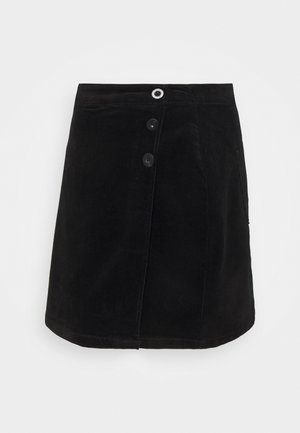 WRAP BUTTON SKIRT - Minijupe - black