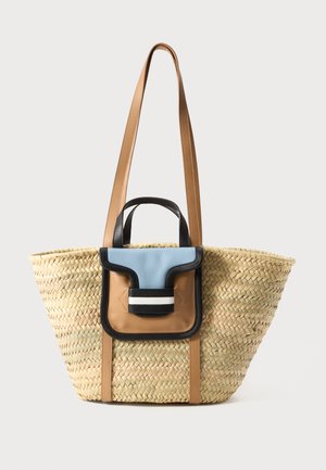 ALPHA - Handbag - natural cappuccino/baby blue