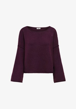 Paarse cropped sweater gemaakt van zachte stof, met lange, brede mouwen, een ronde halslijn en minimale naden voor een relaxte pasvorm.