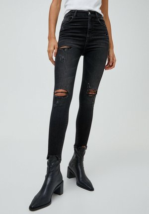 MIT HOHEM BUND UND RISSEN - Skinny džíny - black