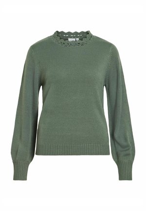 VILA, KNITTED PULLOVER VINOA HIGH NECK - Пуловер - laurel wreath