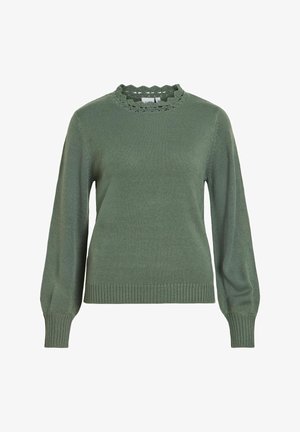 VILA, KNITTED PULLOVER VINOA HIGH NECK - Пуловер - laurel wreath