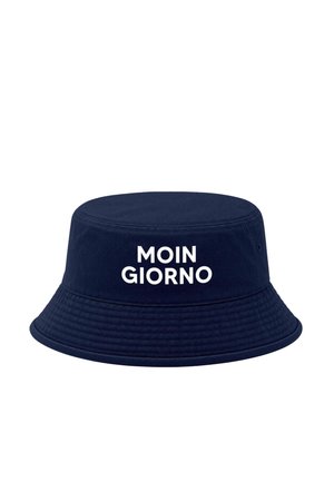 Navy blue bucket hat with the white text "MOIN GIORNO" printed on the front center.
