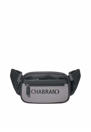 Petit sac banane noir et gris avec logo "CHABRAND", poche avant zippée et sangles latérales réglables.