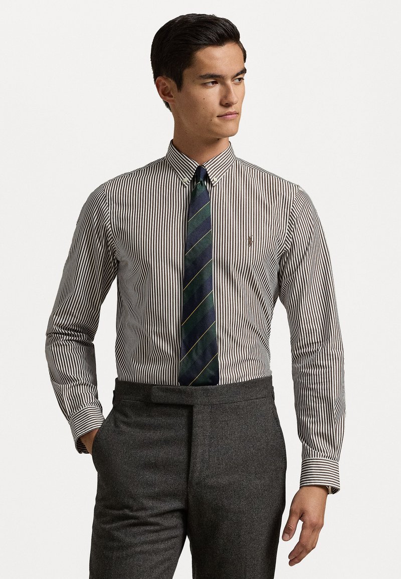Polo Ralph Lauren SLIM FIT STRIPED STRETCH POPLIN SHIRT - Skjorta - cooper brown/white