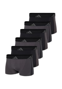 Sex par herrboxershorts i olika nyanser av svart och grått, med svarts elastisk midja som har ett subtilt logomönster.