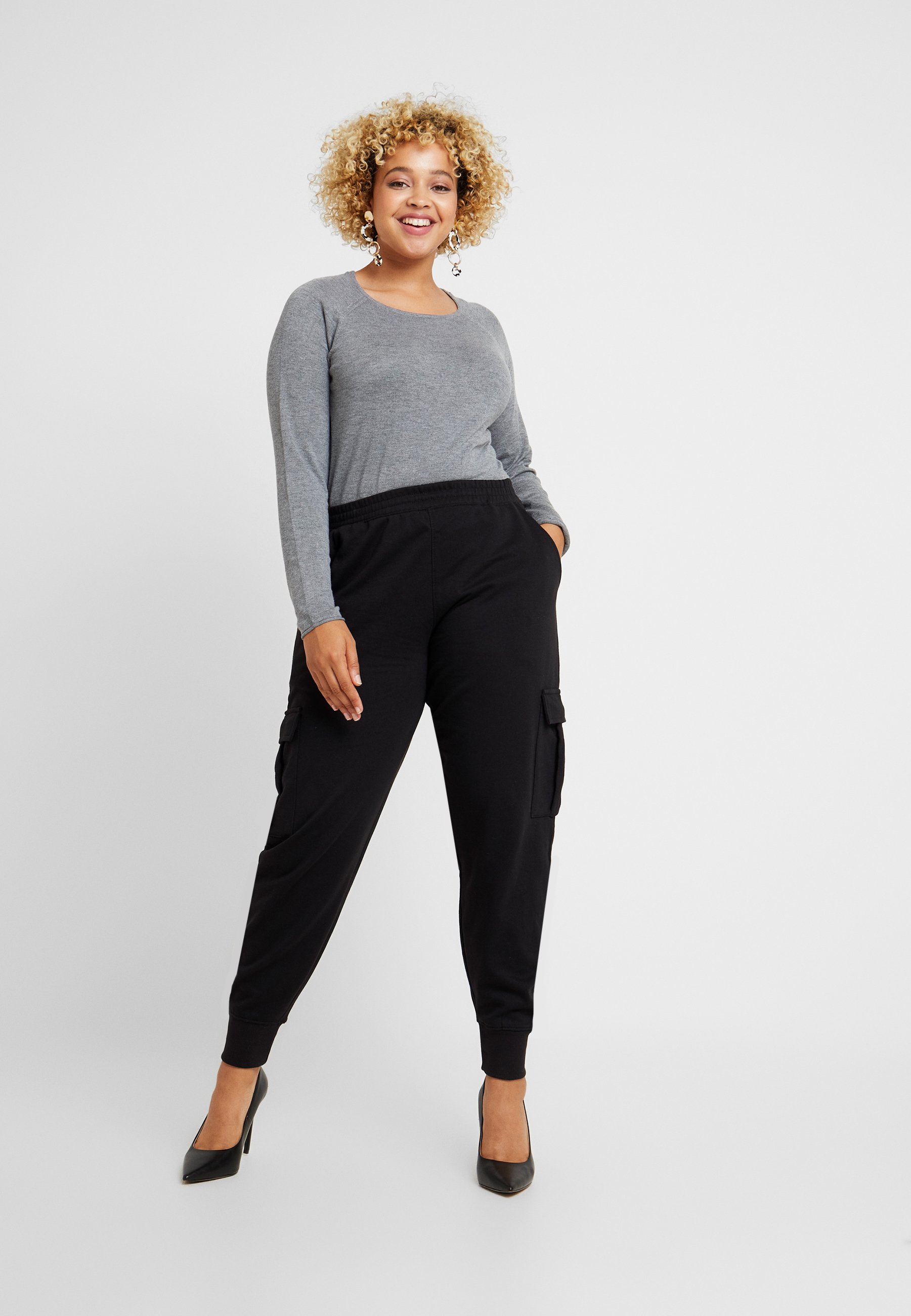 Missguided Plus UTILITY POCKET HIGH WAISTED - Pantaloni sportivi -  black/nero - Zalando.it