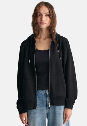 GANT SHIELD ZIP HOODIE - Felpa con zip - black