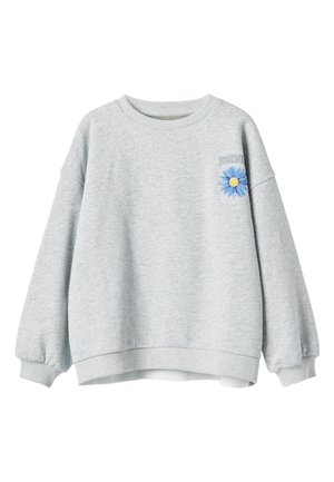Sweat-shirt gris en mélange de coton, avec des poignets et un ourlet côtelés. Design de fleur brodé sur la poitrine gauche avec le texte "DESIGUAL".