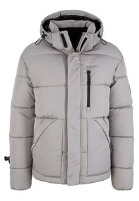 Szara pikowana kurtka z kapturem, z zamkiem błyskawicznym z przodu, bocznymi kieszeniami oraz kieszenią na piersi na zamek. Miękka w dotyku z przeszyciami ozdobnymi.