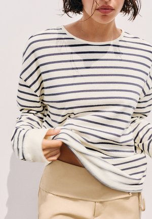 PULL&BEAR, OVERSIZE STRIPED LONG SLEEVE - T-SHIRT - T-shirt à manches longues - light yellow