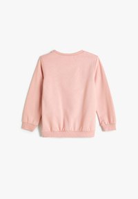 Roze sweatshirt met lange mouwen, geribbelde ronde hals en manchetten, zachte stof en elastische zoom, met een effen ontwerp aan de achterkant.