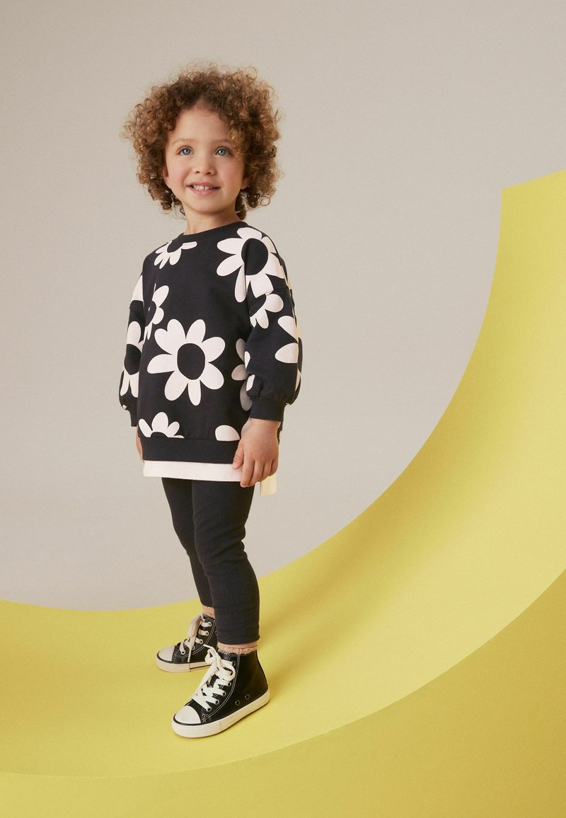 Next SET - REGULAR FIT - Legíny - kalhoty  - black white flowers