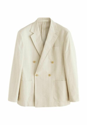 REGULAR FIT-TEXTURED STRIPE DOUBLE BREASTED - Suit jacket - neutral