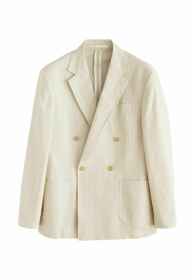 Next REGULAR FIT-TEXTURED STRIPE DOUBLE BREASTED - Jakkesæt blazere - neutral