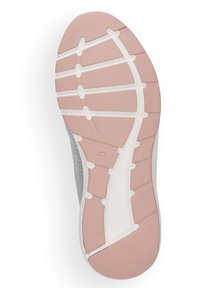 Shoe sole with a light pink and white rubber design featuring textured grip patterns and a size marking of 37.