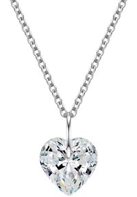 Halskette aus Sterlingsilber mit einem klaren, facettierten herzförmigen Kristallanhänger und einem eleganten Metallbail.