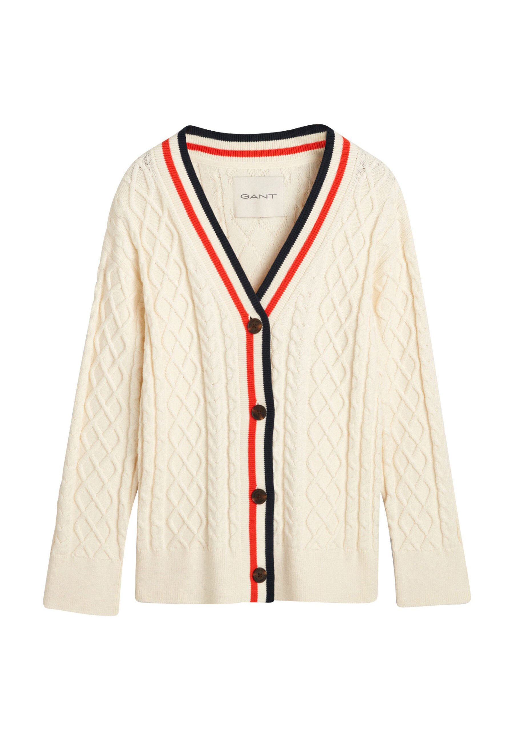 GANT CONTRAST CABLE - Kardigan - cream