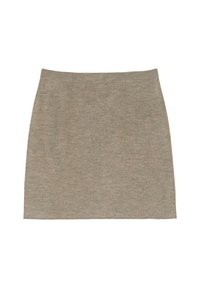 Jupe mini en mélange de coton d'une couleur beige douce. Texture lisse, silhouette ajustée et une taille élastique simple. Pas de motifs visibles.