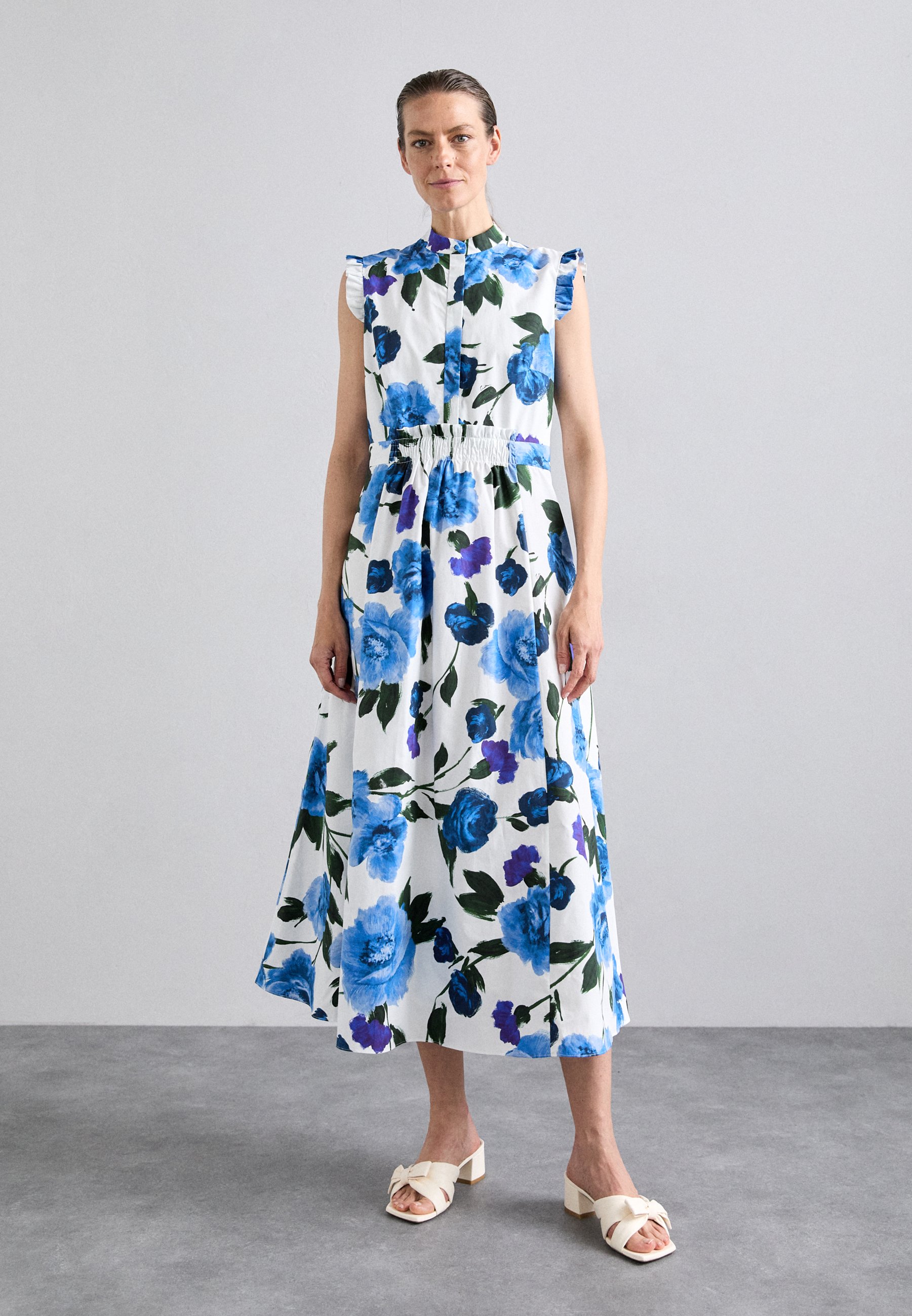 Erdem MIDI DRESS WITH FULL SKIRT - Day dress - white/blue/blue - Zalando