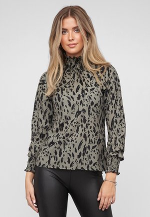 CHOKER WITH LEO PRINT - Bluse - black green