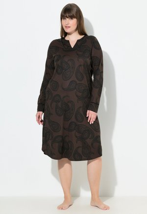 PAISLEY SPLIT NECK LONG SLEEVE - Nachtjapon - pine brown