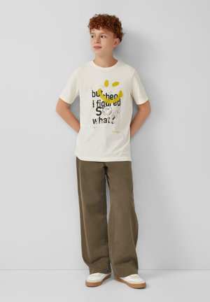 MIT SMILEY-PRINT - Print T-shirt - helles beige