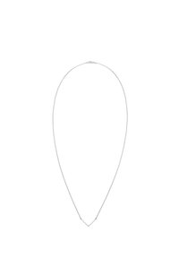 Sølv kæde med en V-formet vedhæng. Har et delikat design, glat tekstur og en subtil glans, velegnet til lag-på-lag styling.
