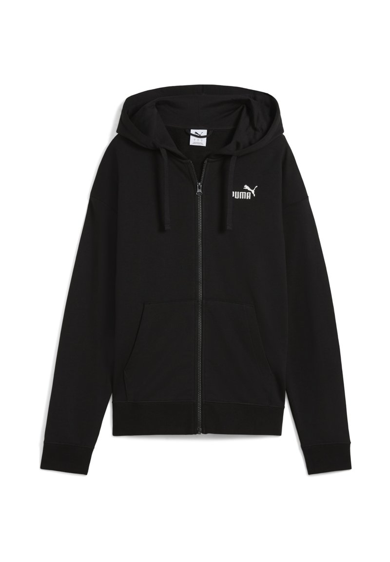 Haut à zipper noir en mélange de coton. Doté d'une capuche avec cordon de serrage, de poches kangourou et d'un logo Puma blanc sur la poitrine gauche.