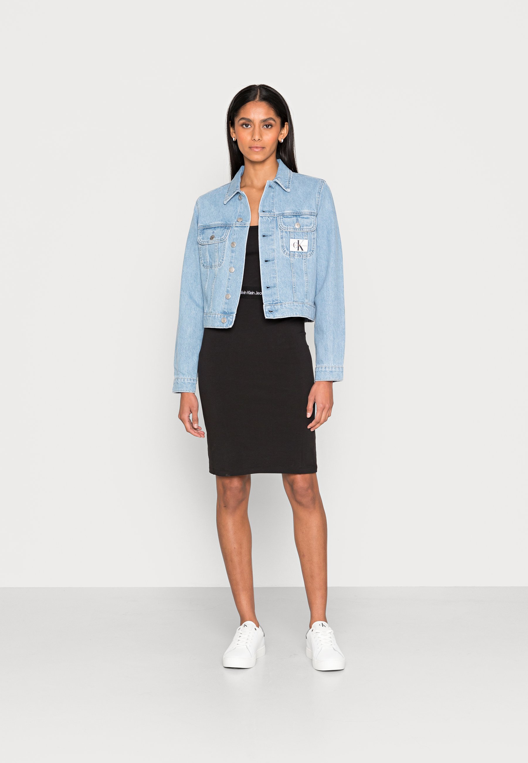 Calvin Klein Jeans LOGO TAPE STRAPPY DRESS - Vestito di maglina -  black/nero - Zalando.it