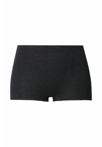 Shorts hipster in cotone elasticizzato neri con una texture liscia, dotati di vita media e design minimalista senza motivi o accenti.