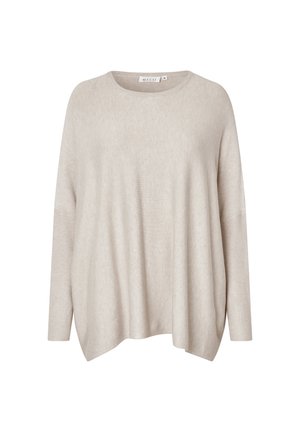 Beige gebreide trui met een ronde hals, een losse pasvorm en lange mouwen. Kenmerkt zich door ribgebreide accenten op de manchetten en een zachte, gestructureerde stof.