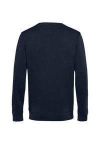 Felpa blu navy con maniche lunghe, scollo rotondo e finitura testurizzata. L'orlo e i polsini sono a coste per una vestibilità aderente.
