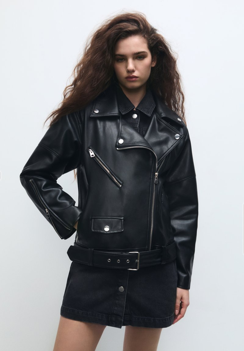 PULL&BEAR Veste en similicuir - black/noir - ZALANDO.FR