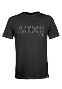 Černé bavlněné tričko s nápisem "PANTHERS" v tučných bílých písmenech nad grafikou hlavy pantera, kulatý výstřih.