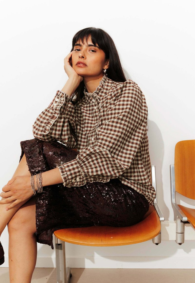 Promod VICHY Blouse carreaux marron/marron