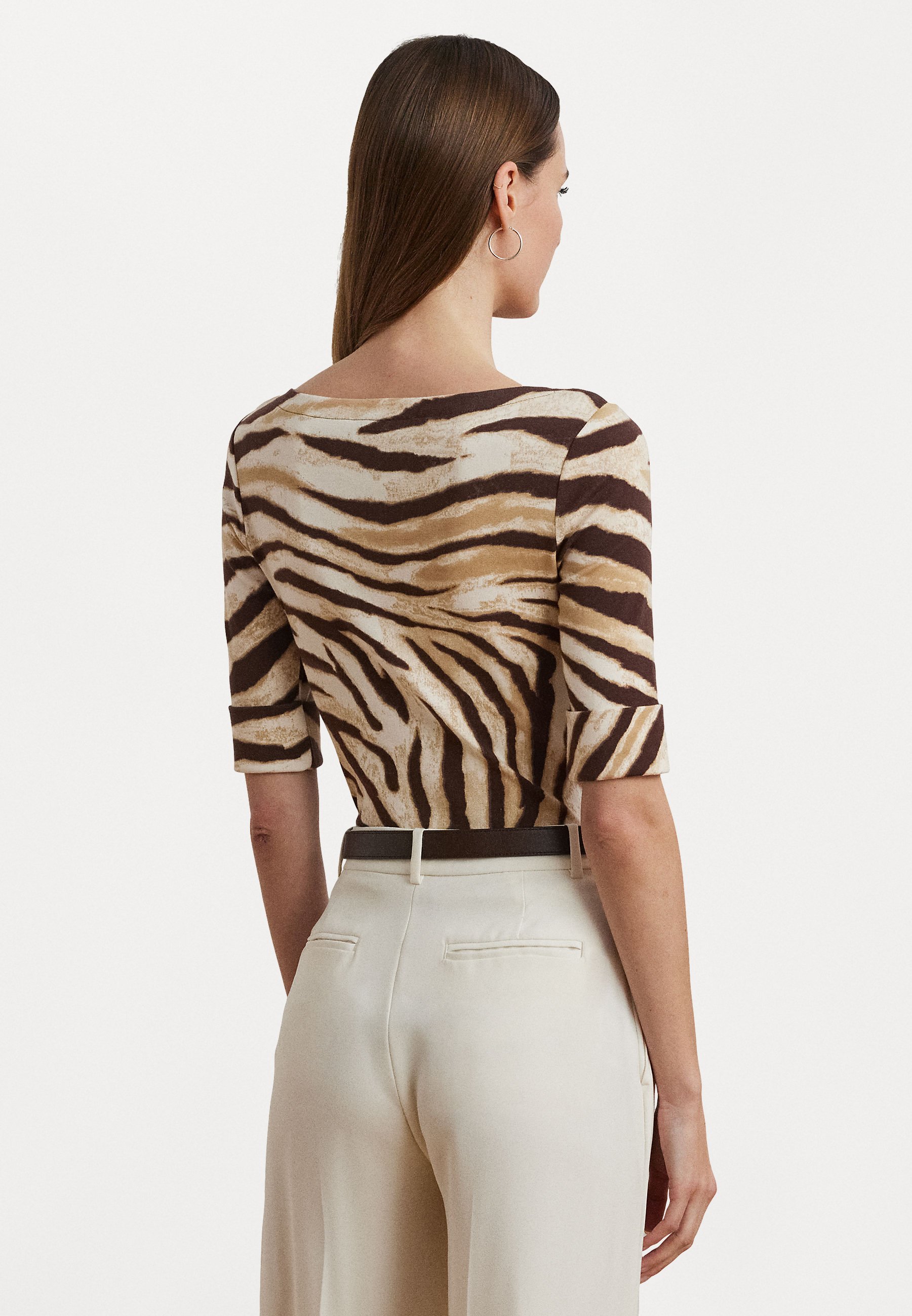 ラルフ・ローレン Lauren Ralph Lauren Petite Zebra-print ストレッチ Cotton Boatneck Tee レ Zebra-Print Stretch Cotton Boatneck Tee