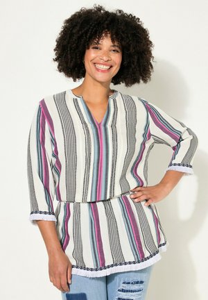STRIPED PIPING 3/4 SLEEVES - Pusero - snow white