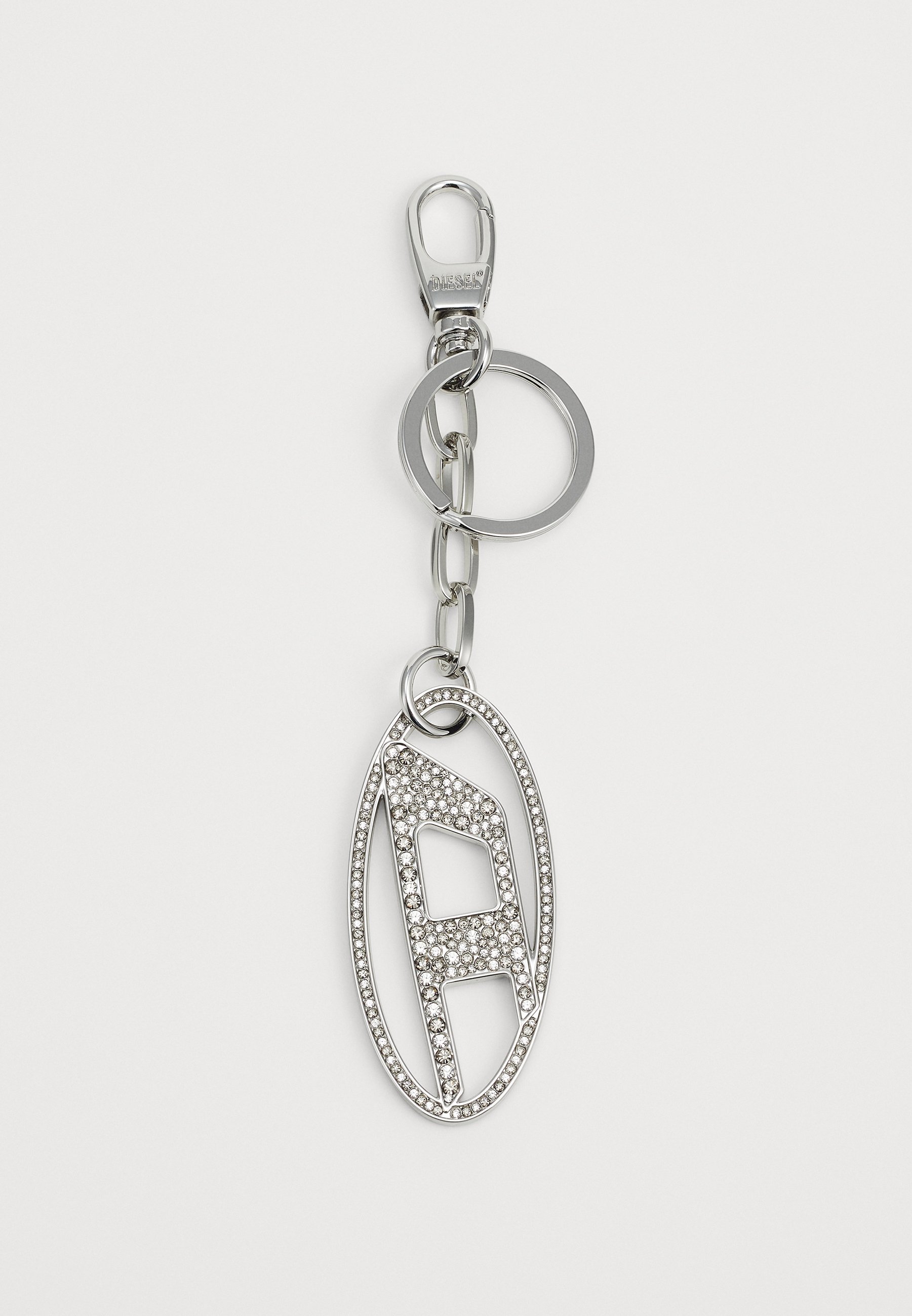 ★【DIESEL】 Holi C Logo Keyring Silver Crystal★ SWAROVSKI Silver & Crystal Keychain 4