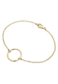 Goldbeschichtetes Armband mit einer zarten Kette und einem kreisförmigen Akzent. Der Verschluss ist im Hummer-Stil, was die Funktionalität und das Design verbessert.