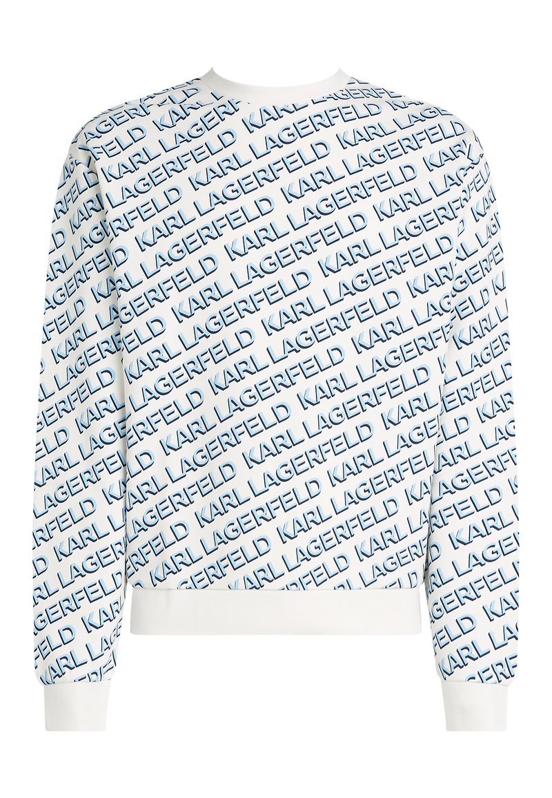 KARL LAGERFELD ALL-OVER PRINT LOGO - Sweatshirt - elongated logo off white  blue/blanc - ZALANDO.FR