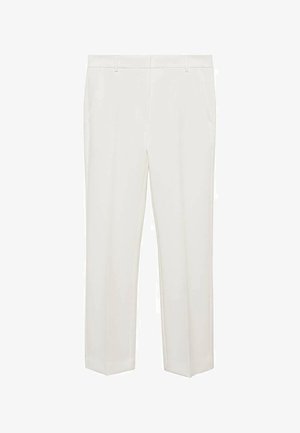 Witte op maat gemaakte broeken met een rechte pijpdesign, voorzien van zijzakken, een gladde textuur en netjes omgeslagen zomen.