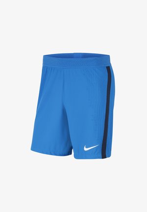 Szorty sportowe Nike w intensywnym niebieskim kolorze, wykonane z lekkiego materiału. Posiadają czarny pasek po bokach oraz siateczkowy pas dla lepszej wentylacji.